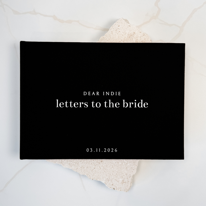 Black linen letters to the bride book