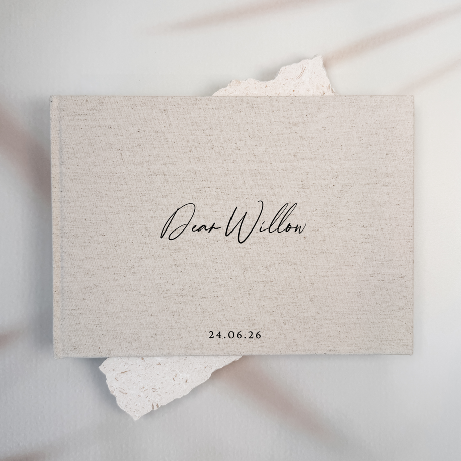 Letters to the bride linen guest book