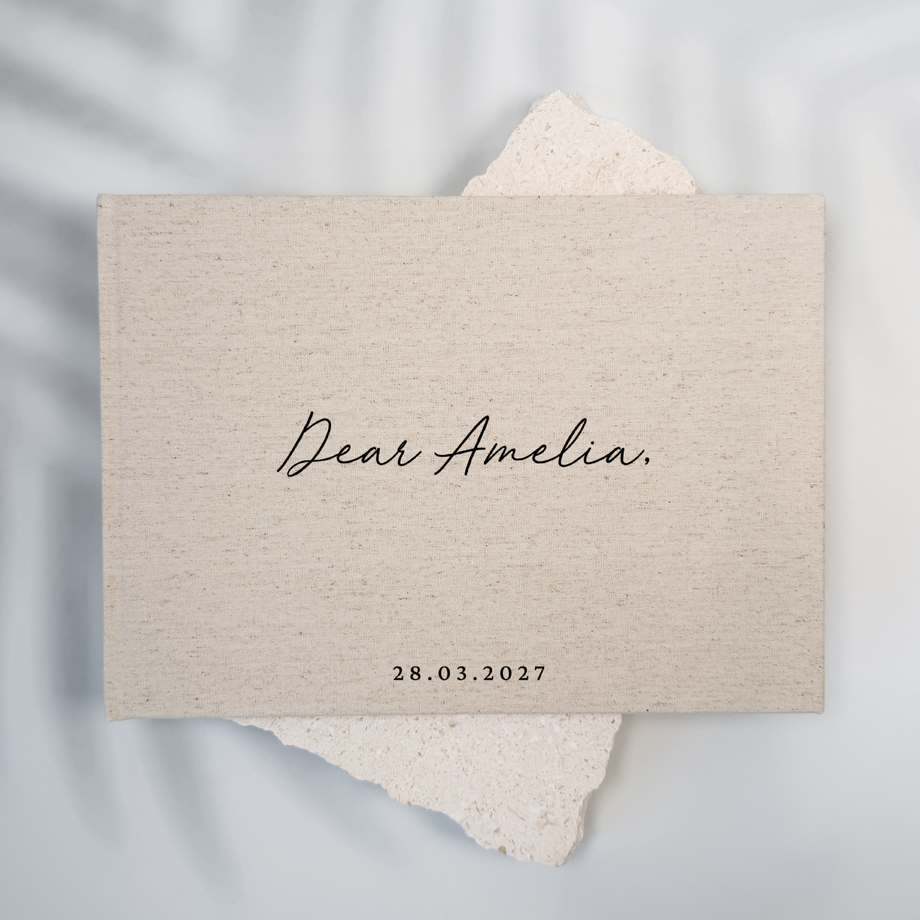 Letters to the bride linen guest book