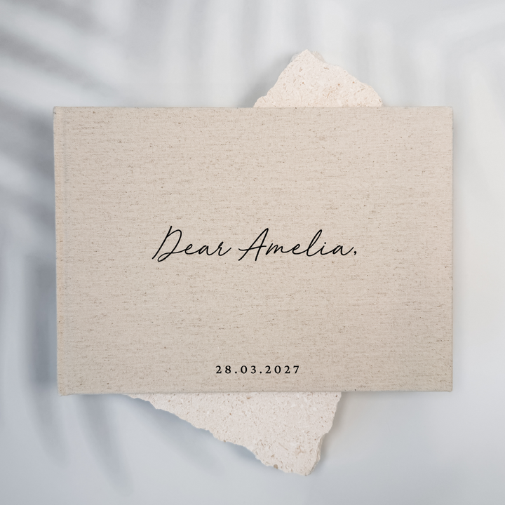 Letters to the bride linen guest book