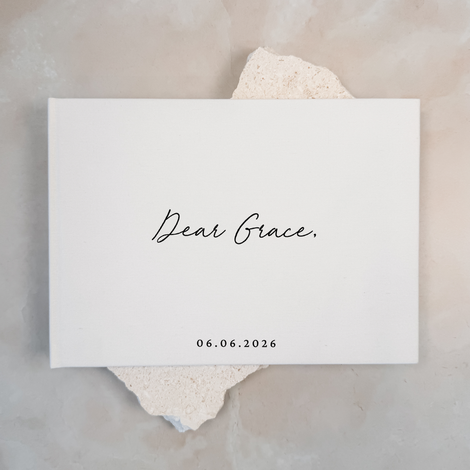 Letters to the bride linen guest book
