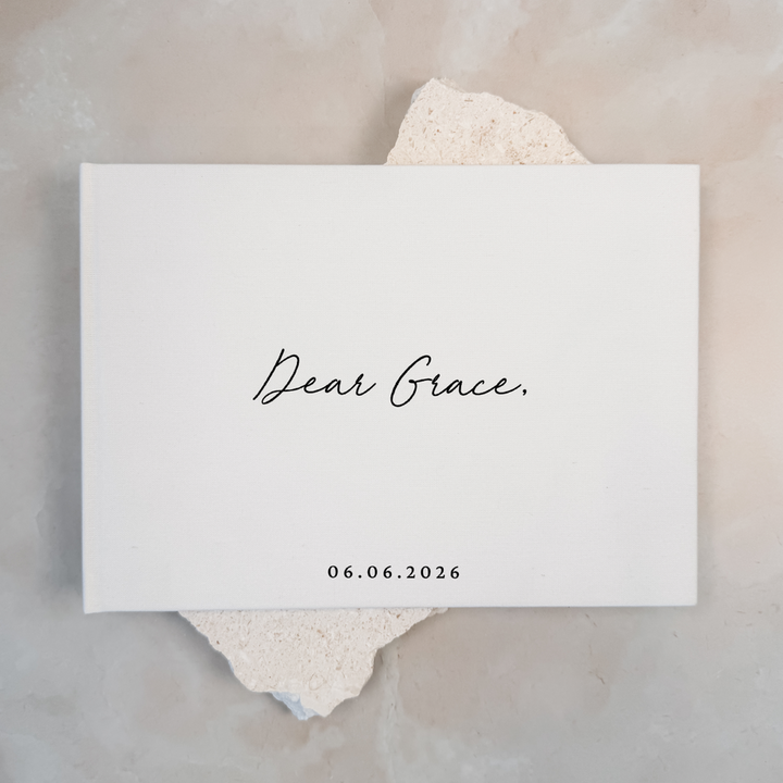 Letters to the bride linen guest book