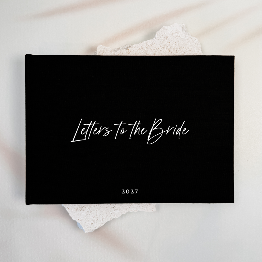 Black linen letters to the bride book