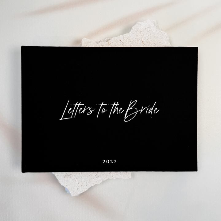 Black linen letters to the bride book