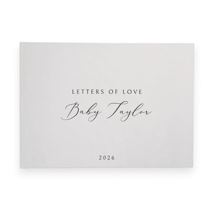 Personalised baby shower guest book linen cover