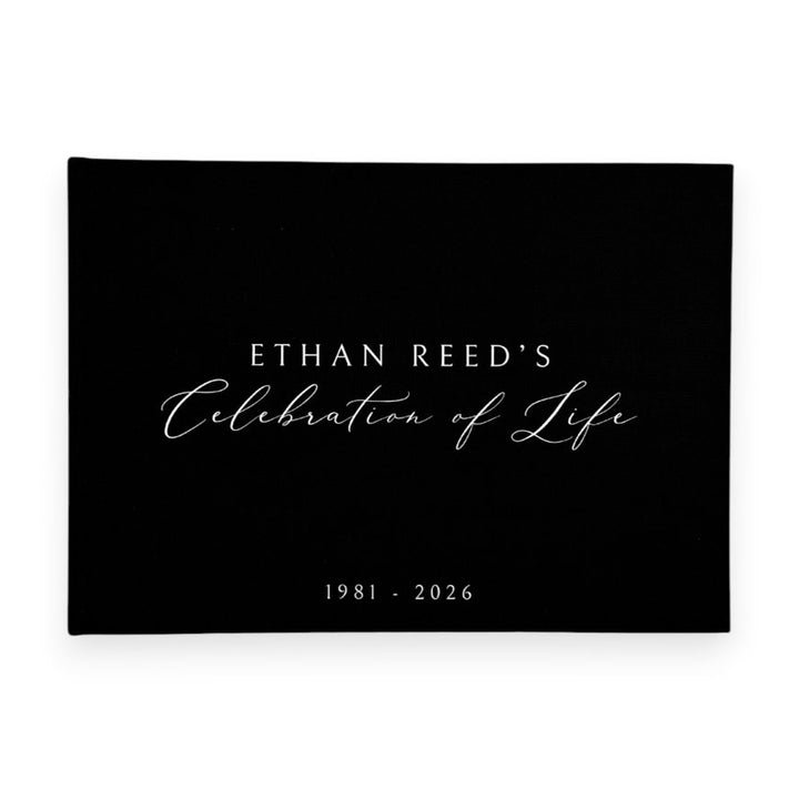 Black linen memorial guest book