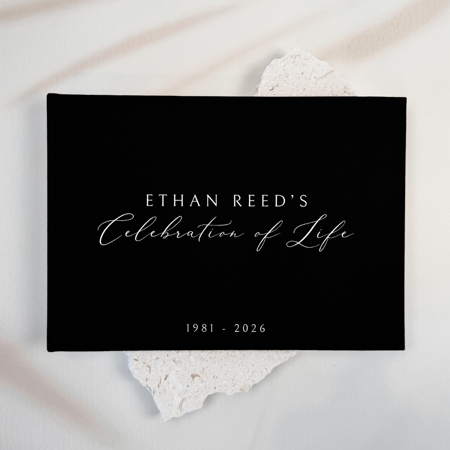 Black linen memorial guest book