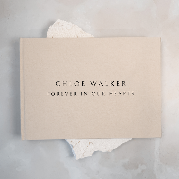 Personalised memorial guest book linen cover