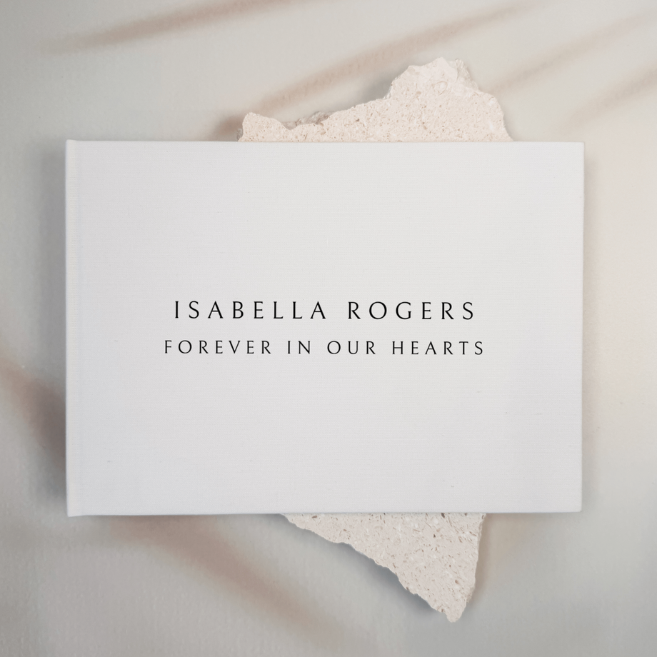 Personalised memorial guest book linen cover