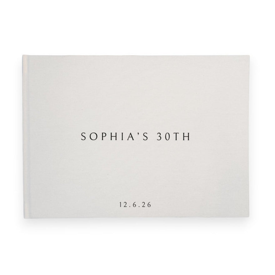 Personalised birthday guest book linen cover