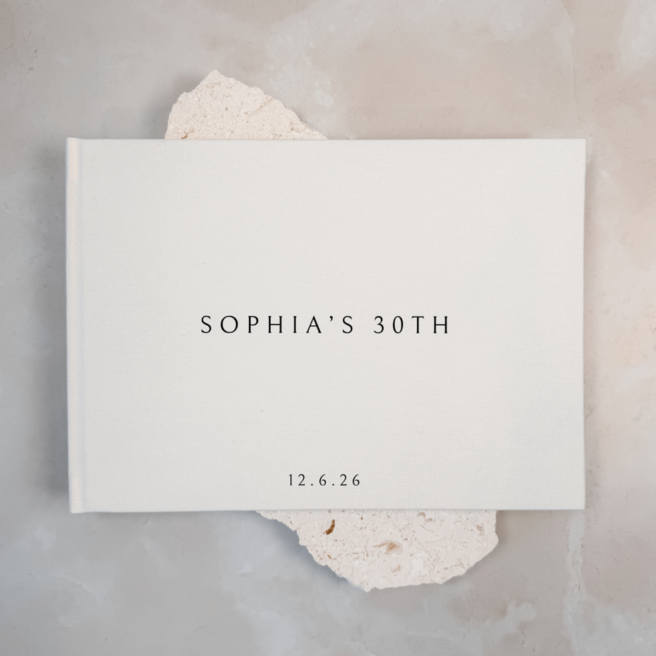 Personalised birthday guest book linen cover