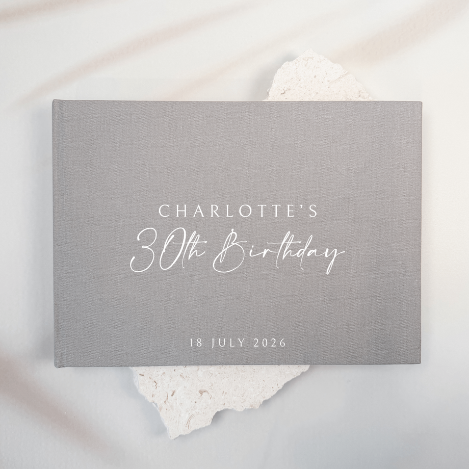 Personalised birthday guest book linen cover