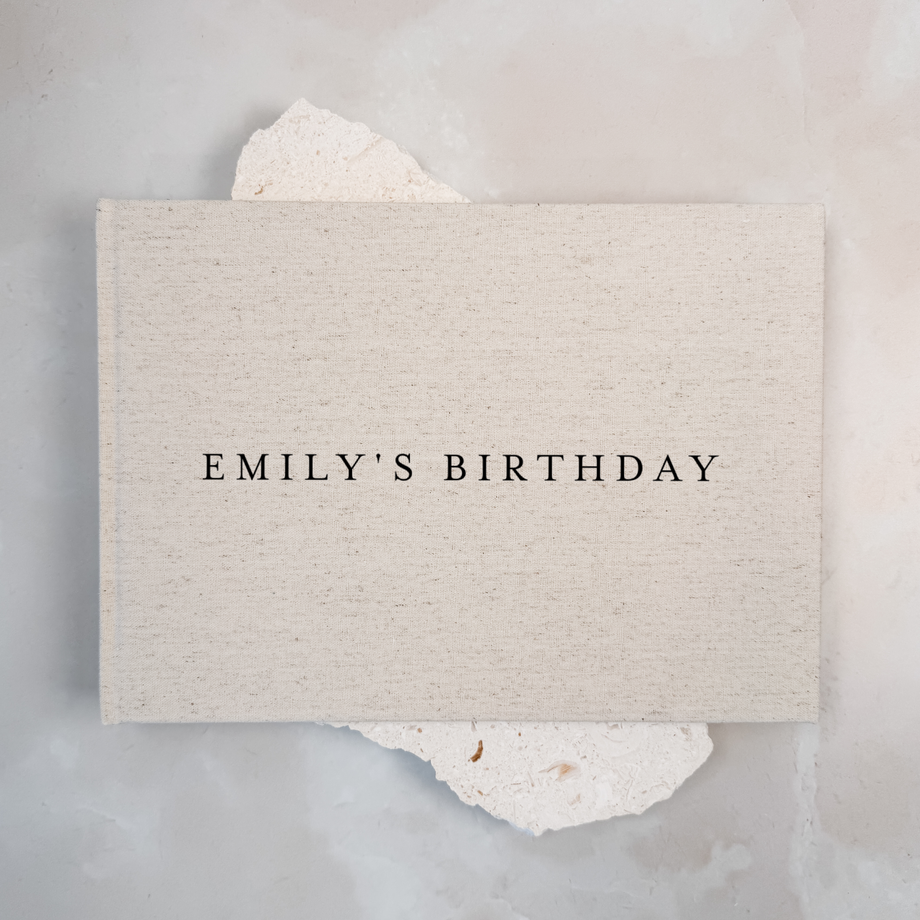 Birthday Guest Book SECONDS Linen Landscape