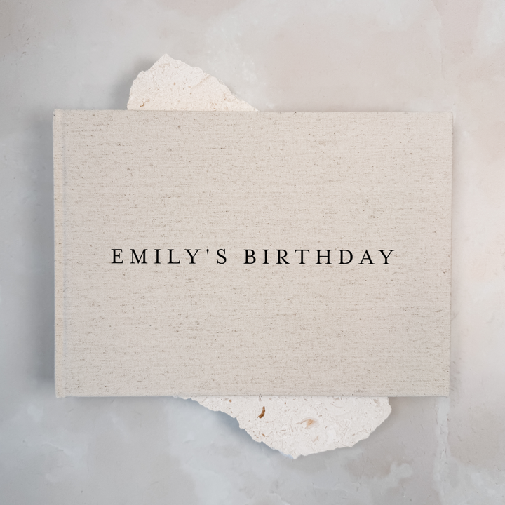 Birthday Guest Book SECONDS Linen Landscape