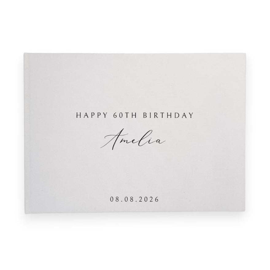 Personalised birthday guest book linen cover