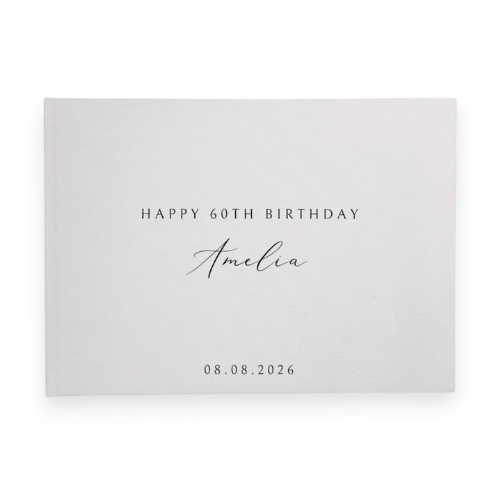 Personalised birthday guest book linen cover