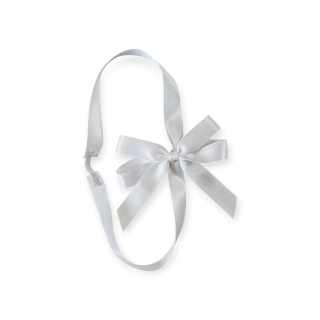 White satin ribbon bow