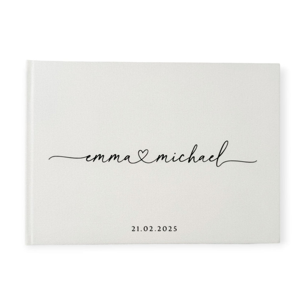Linen Wedding Guest Book Ivory Colour