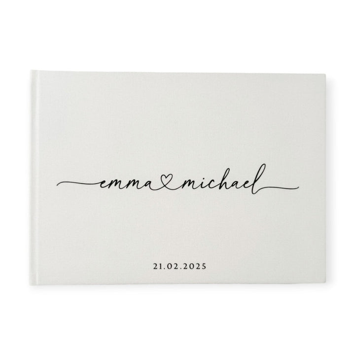 Linen Wedding Guest Book Ivory Colour