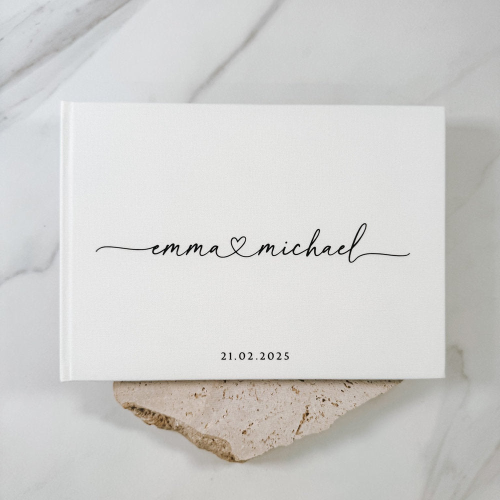 Linen Wedding Guest Book Ivory Colour