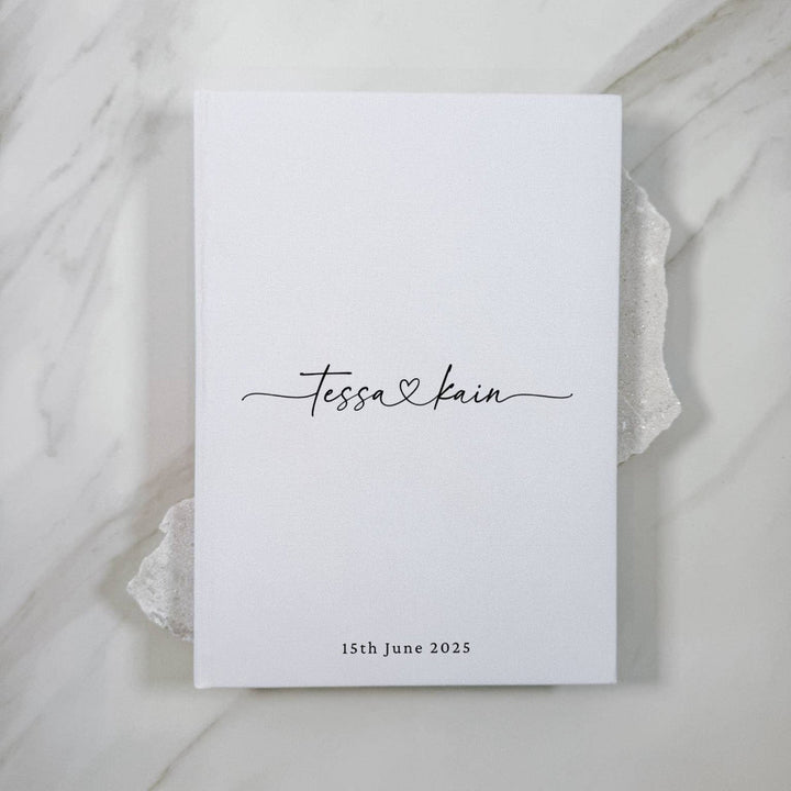 Wedding Guest Book Keepsake White Linen