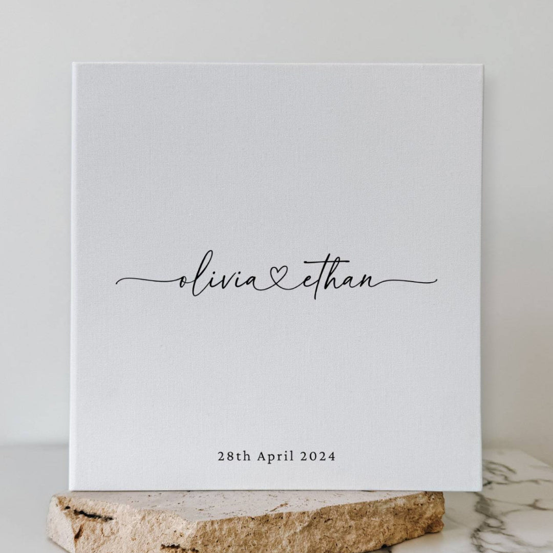 Personalised Wedding Photo Album Self-Adhesive Almond Linen