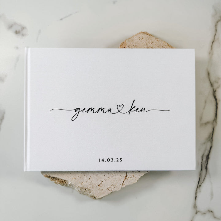 Linen Wedding Guest Book White Colour
