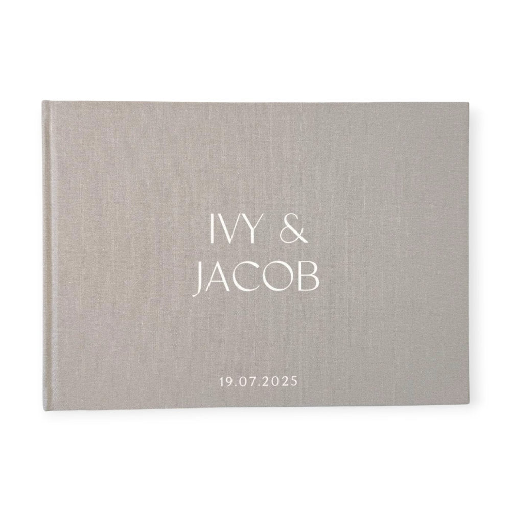 Luxury Linen Wedding Guest Book Grey Colour