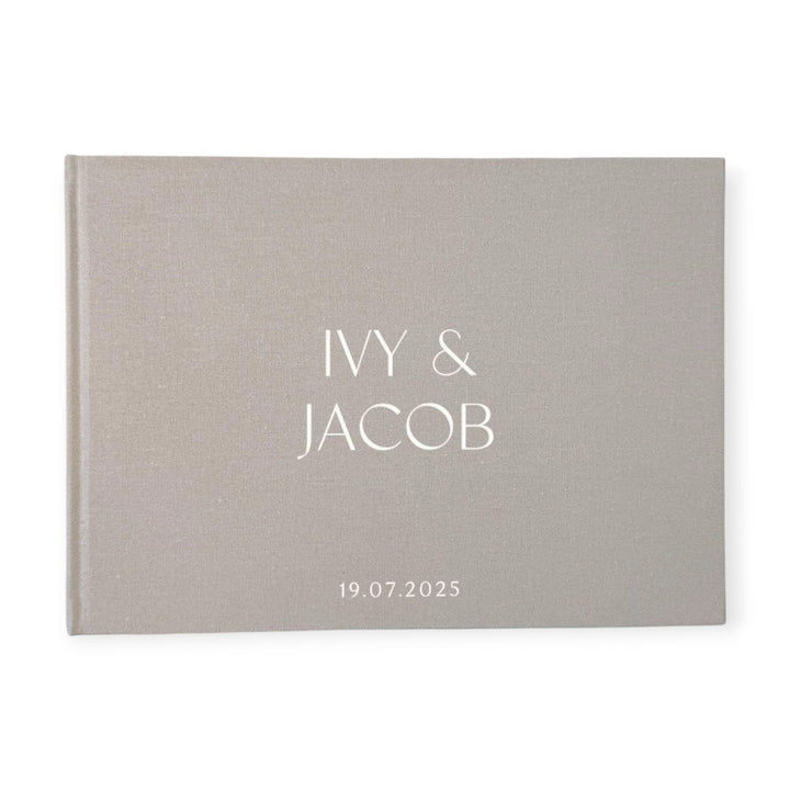 Luxury Linen Wedding Guest Book Grey Colour