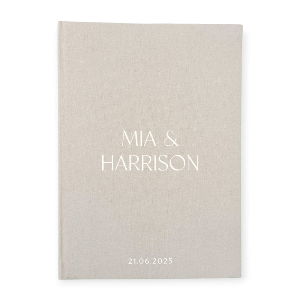 Rustic Beige Colour Wedding Guest Book Linen