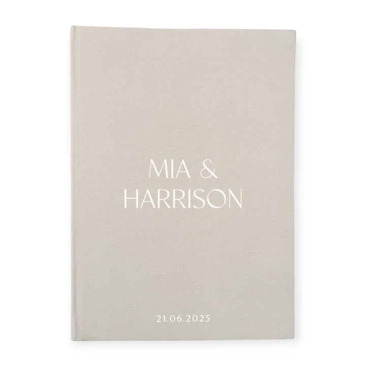 Rustic Beige Colour Wedding Guest Book Linen
