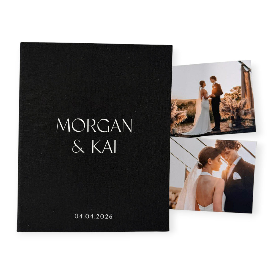 Classic Wedding Photo Album Ivory Linen Binding