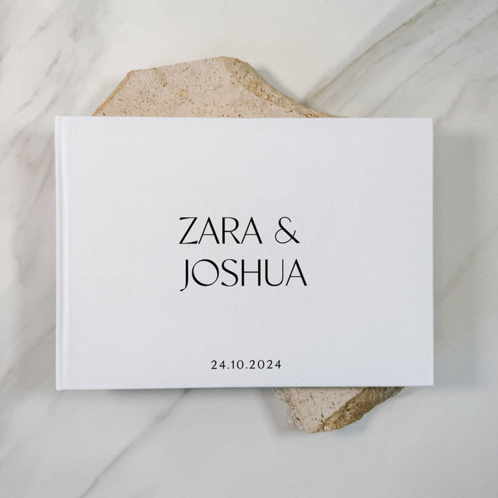 Luxury Linen Wedding Guest Book White Colour