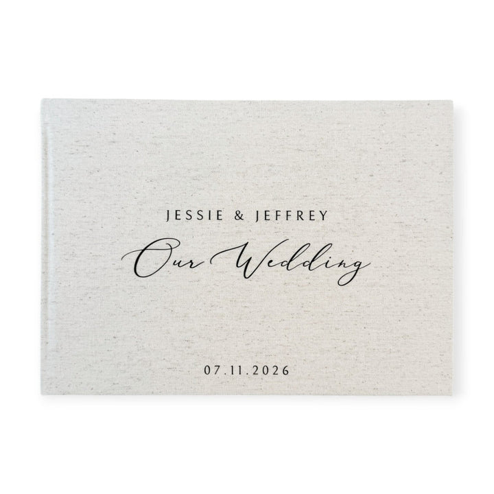Wedding Guest Book With Sand Linen Binding
