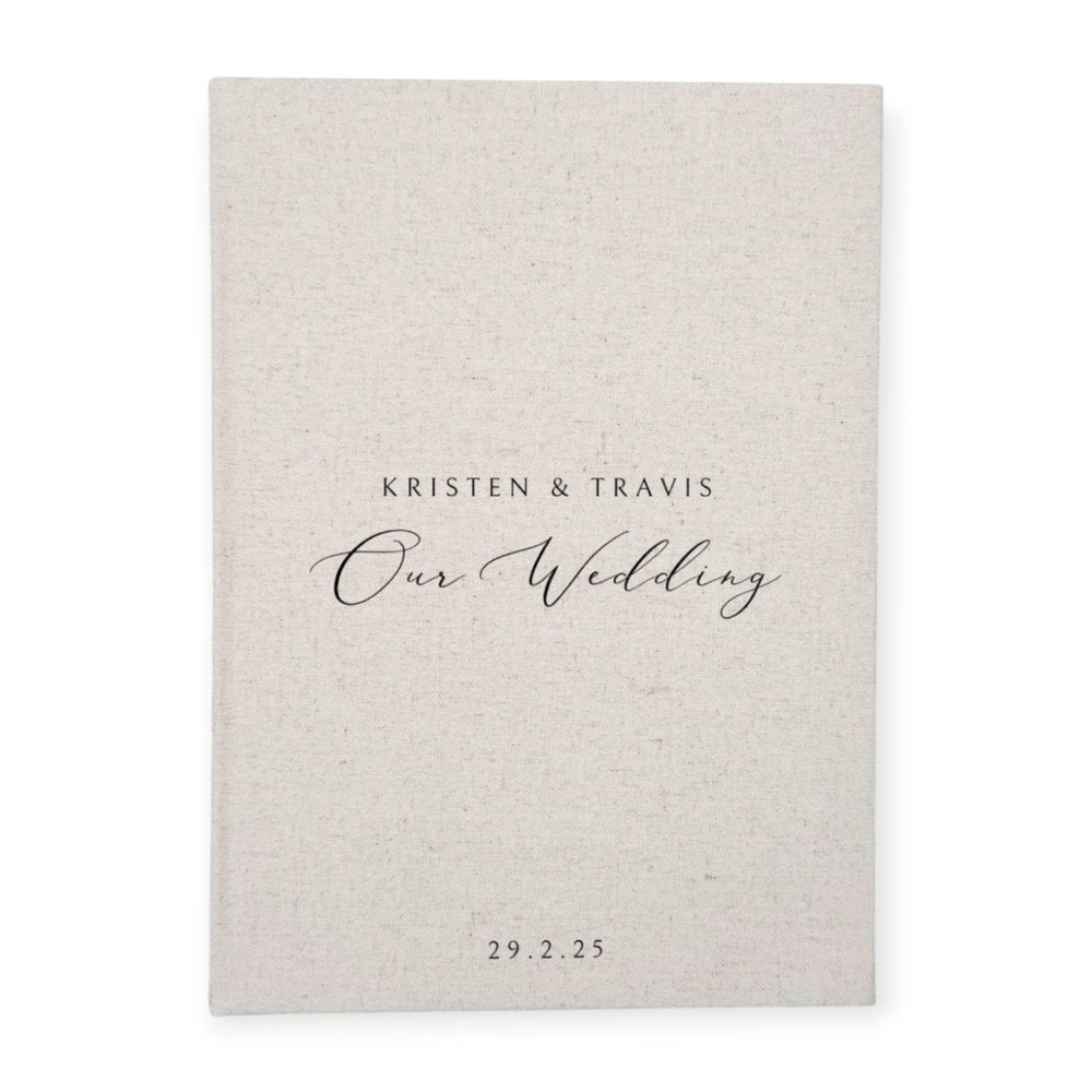 Wedding Guest Book With Sand Fabric Cover