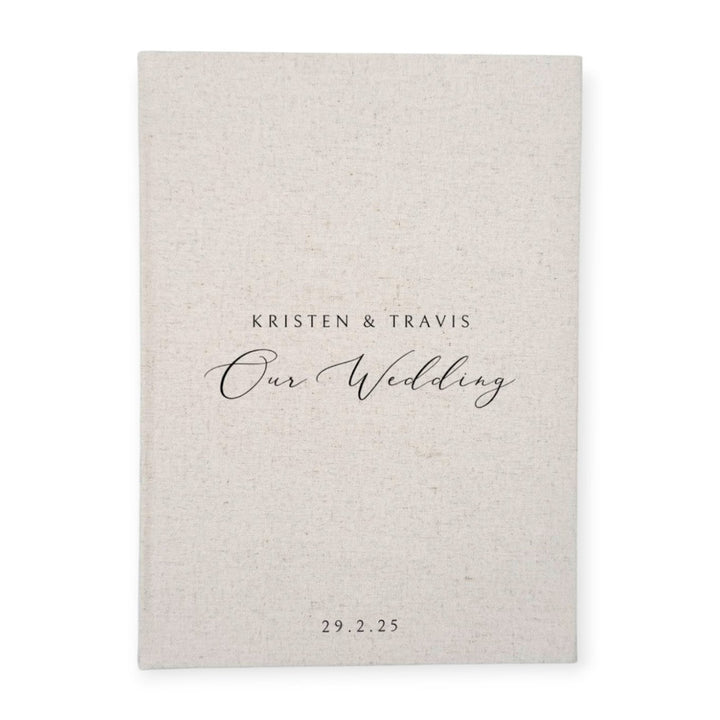 Wedding Guest Book With Sand Fabric Cover