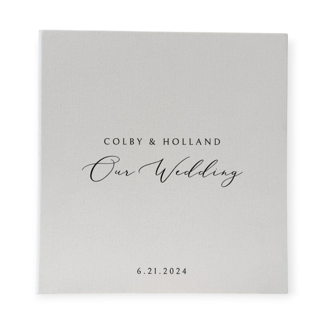 Elegant Wedding Photo Album Self-Adhesive White Linen