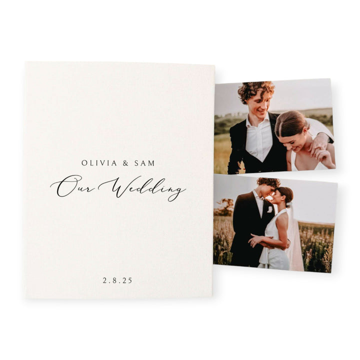 Elegant Wedding Photo Album Ivory Linen Cover