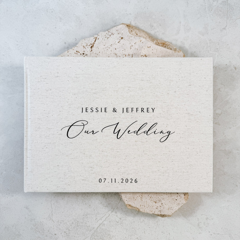 Wedding Guest Book With Sand Linen Binding