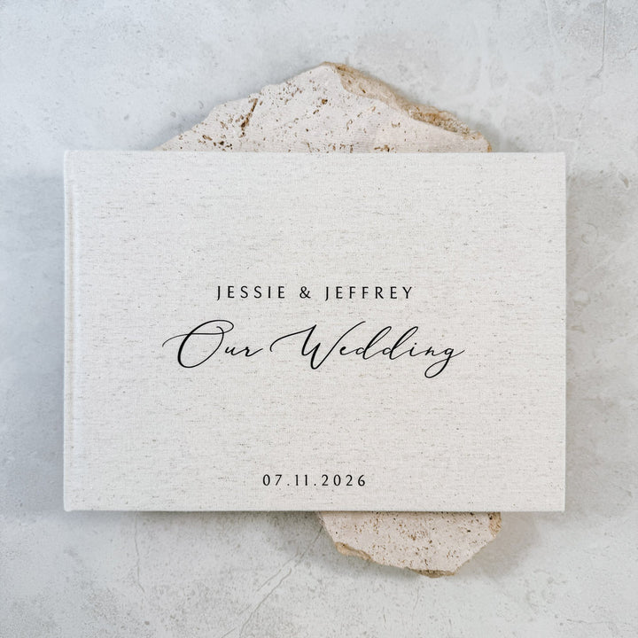Wedding Guest Book With Sand Linen Binding