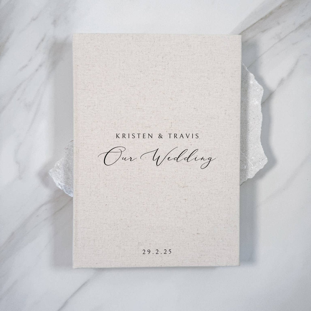 Wedding Guest Book With Sand Fabric Cover