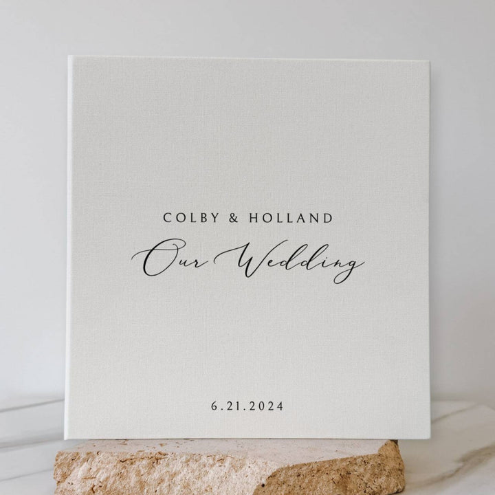 Elegant Wedding Photo Album Self-Adhesive White Linen