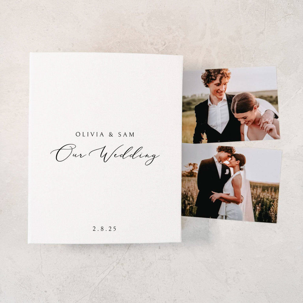 Elegant Wedding Photo Album Ivory Linen Cover
