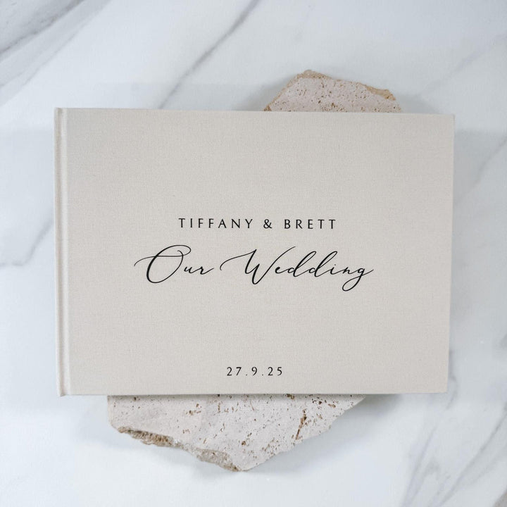 Wedding Guest Book With Beige Linen Binding