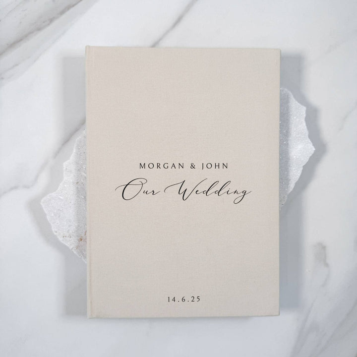 Wedding Guest Book With Almond Fabric Cover