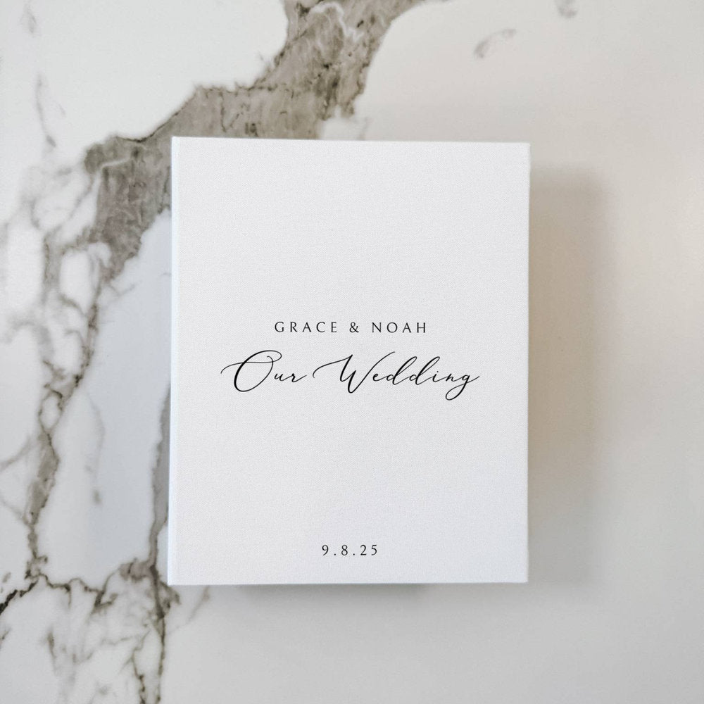 Elegant Wedding Photo Album Ivory Linen Cover