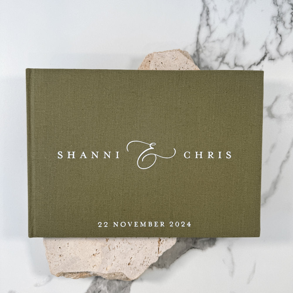 Green Wedding Guest Book With A4 Pages