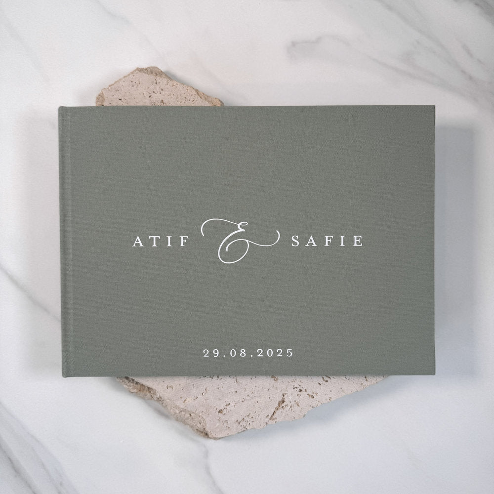 Sage Wedding Guest Book With A4 Pages