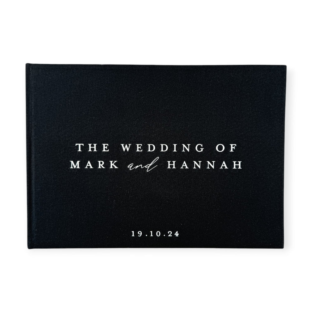 Wedding Reception Guest Book Black Linen