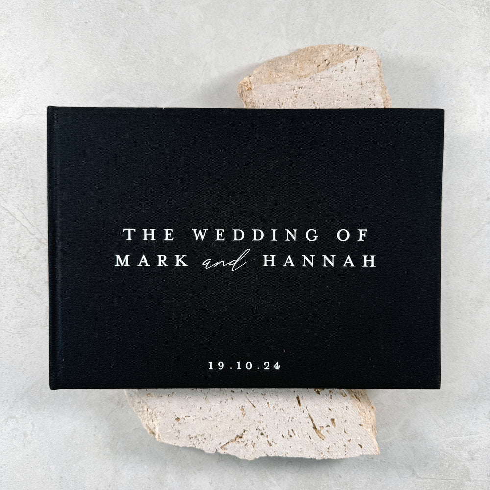 Wedding Reception Guest Book Black Linen